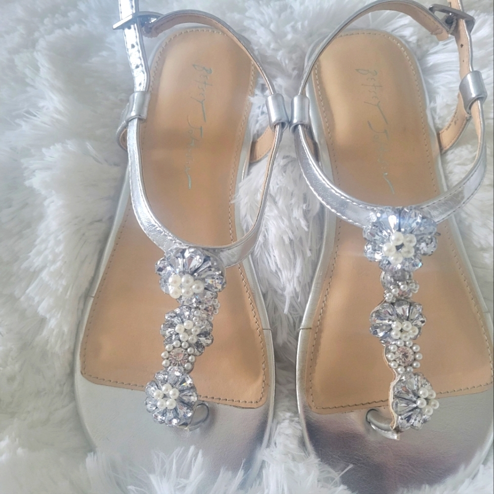 Betsey Johnson silver embellished sandals